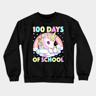 100 Days Of School Unicorn Girls Teacher 100th Day Of School Crewneck Sweatshirt